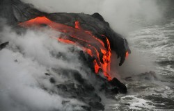 Kilauea Lava Enters Ocean